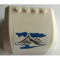 Windscreen 5 x 6 x 2 Curved Top Canopy with 4 Studs with Sky, Mountains and River on White Background Pattern (Sticker) - Set 60182 Windscreen 5 x 6 x 2 Curved Top Canopy with 4 Studs with Sky, Mountains and River on White Background Pattern (Sticker) - Set 60182