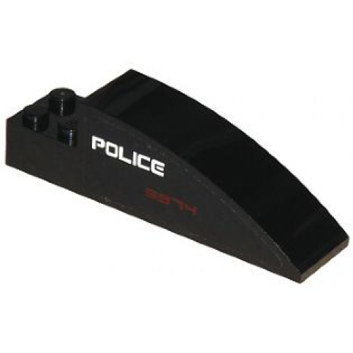 Деталь LEGO 41766pb03R Slope, Curved 8 x 2 x 2 with 4 Recessed Studs with 'POLICE' and '5974' Pattern on Right Side (Sticker) - Set 5974