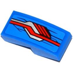 Slope, Curved 2 x 1 x 2/3 with Red, Silver and Black Stripes Pattern Model Right Side (Sticker) - Set 76028 Slope, Curved 2 x 1 x 2/3 with Red, Silver and Black Stripes Pattern Model Right Side (Sticker) - Set 76028