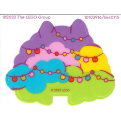 Plastic Bush / Tree with Medium Lavender, Bright Pink, Yellow, Medium Azure and Lime Clouds, Cat Ears on Top and Light Decoration Pattern