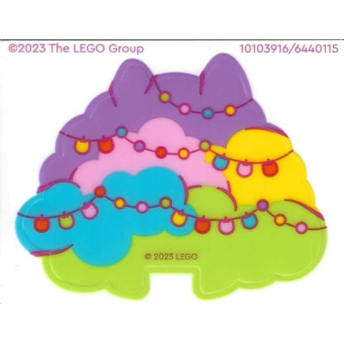 Деталь LEGO 103916 Plastic Bush / Tree with Medium Lavender, Bright Pink, Yellow, Medium Azure and Lime Clouds, Cat Ears on Top and Light Decoration Pattern
