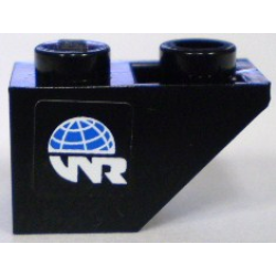 Slope, Inverted 45 2 x 1 with World Racers Logo on Black Background Pattern Model Left Side (Sticker) - Sets 8897 / 8898 - Black