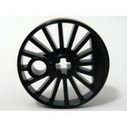 Train Wheel RC, Spoked with Technic Axle Hole and Counterweight, 30 mm D. (Blind Driver) - Black