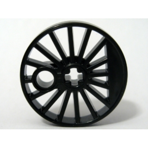 Деталь LEGO 85489a Train Wheel RC, Spoked with Technic Axle Hole and Counterweight, 30 mm D. (Blind Driver) - Black