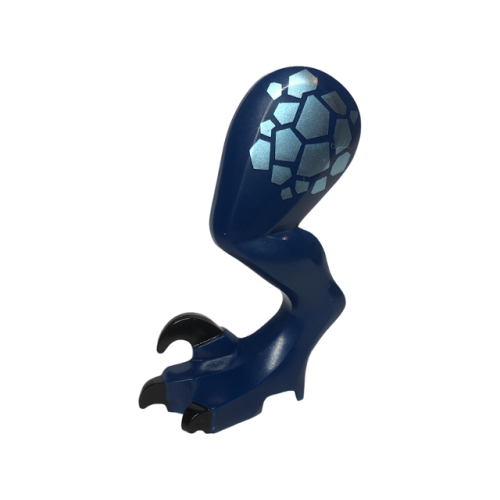 Деталь LEGO 49630c01pb04 Dinosaur Leg Large (Rear) Raptor Left with Black Pin with Black Claws and Metallic Light Blue Scales Pattern
