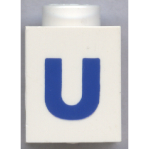 Деталь LEGO 3005ptUb Brick 1 x 1 with Blue Capital Letter U Pattern (Bold Font)
