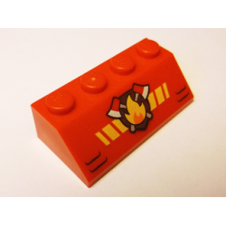 Slope 45 2 x 4 with Fire Logo with Yellow Diagonal Stripes and Black Vents Pattern