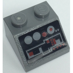 Slope 45 2 x 2 with Dark Bluish Gray and Dark Red Control Panel with Buttons on Black Background Pattern (Sticker) - Set 8091 Slope 45 2 x 2 with Dark Bluish Gray and Dark Red Control Panel with Buttons on Black Background Pattern (Sticker) - Set 8091