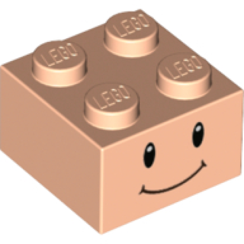 Деталь LEGO 3003pb123 Brick 2 x 2 with Black Eyes, White Pupils, and Dark Brown Closed Mouth Smile Pattern (Super Mario Toad Face)