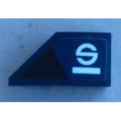 Wedge 2 x 1 x 2/3 Right with Black Triangle, White Letter S and Stripe Pattern (Sticker) - Set 75885