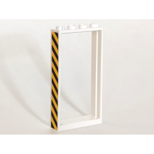 Деталь LEGO 60596pb01L Door, Frame 1 x 4 x 6 with 2 Holes on Top and Bottom with Black and Yellow Danger Stripes Pattern on Left Side (Sticker) - Set 3182
