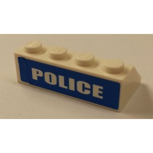 Деталь LEGO 3037pb038 Slope 45 2 x 4 with White 'POLICE' Blue Background Wide Pattern on Backside (Sticker) - Set 7285