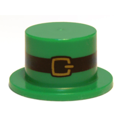 Minifigure, Headgear Hat, Top Hat with Black Belt and Gold Buckle Pattern