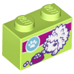 Brick 1 x 2 with White Hedgehog with Dish, Magenta Stripe and Paw Pattern Brick 1 x 2 with White Hedgehog with Dish, Magenta Stripe and Paw Pattern