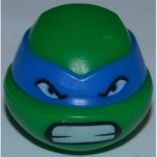 Деталь LEGO 12607pb04 Minifigure, Head, Modified Ninja Turtle with Blue Mask and Teeth Pattern (Leonardo)