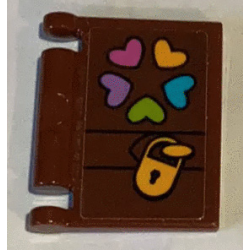 Minifigure, Utensil Book Cover with Leather Strap, Bright Light Orange Padlock, Colored Hearts Pattern (Sticker) - Set 41340 Minifigure, Utensil Book Cover with Leather Strap, Bright Light Orange Padlock, Colored Hearts Pattern (Sticker) - Set 41340