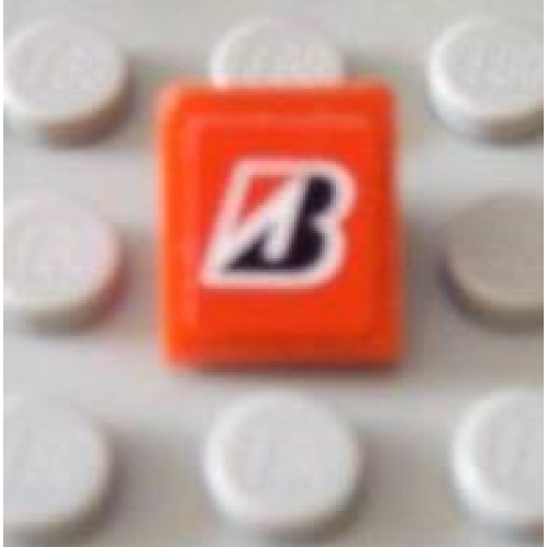 Деталь LEGO 54200pb002 Slope 30 1 x 1 x 2/3 with Red and Black Letter B Pattern (Sticker) - Sets 8168 / 8185