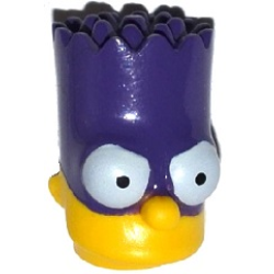 Minifigure, Head, Modified Simpsons Bart Simpson with Dark Purple Mask Pattern