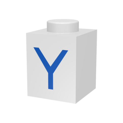 Деталь LEGO 3005ptY Brick 1 x 1 with Blue Capital Letter Y Pattern