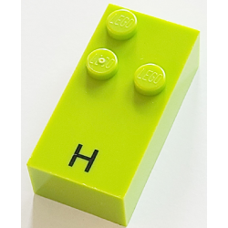 Brick, Braille 2 x 4 with 3 Studs with Black Capital Letter H Pattern (dots-125 ⠓) (French with Antoine Numbers)