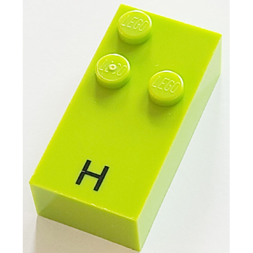 Деталь LEGO 60222pb02 Brick, Braille 2 x 4 with 3 Studs with Black Capital Letter H Pattern (dots-125 ⠓) (French with Antoine Numbers)