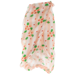 Scala, Clothes Female Skirt Long with White Stripes and Salmon Flowers Pattern