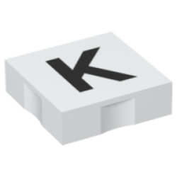 Duplo, Tile 2 x 2 with Black Capital Letter K Pattern