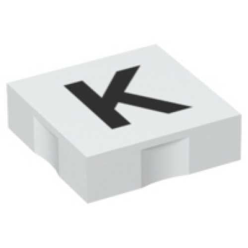 Деталь LEGO 6309pb029 Duplo, Tile 2 x 2 with Black Capital Letter K Pattern