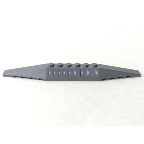 Деталь LEGO 30382pb02R Wedge 2 x 16 Triple with 9 Light Bluish Gray Triangles Pattern Model Right Side (Sticker) - Set 8095