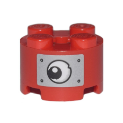 Brick, Round 2 x 2 with Axle Hole with Black and White Eye with Pupil and Metal Rivets Pattern (Sticker) - Set 70840