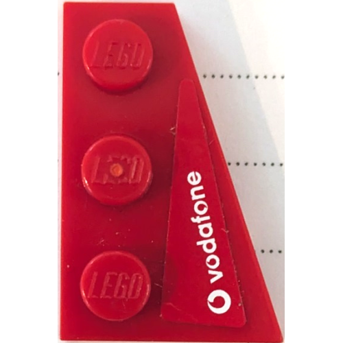 Деталь LEGO 43722pb02 Wedge, Plate 3 x 2 Right with White Vodafone Logo Pattern (Sticker) - Set 8142-1