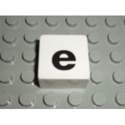 Duplo, Tile 2 x 2 x 1 with Black Lowercase Letter e Pattern