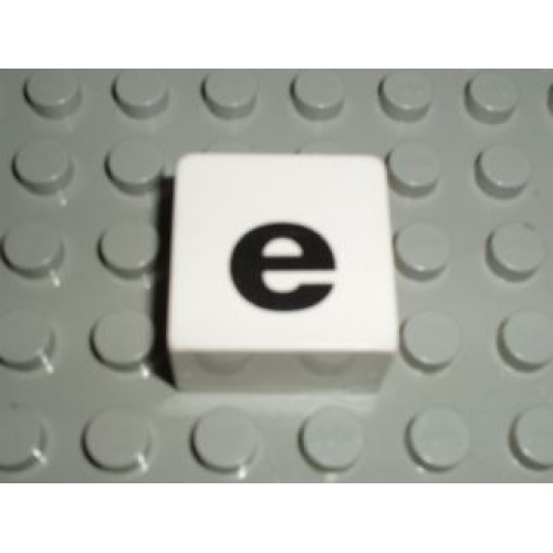 Деталь LEGO 2756pb340 Duplo, Tile 2 x 2 x 1 with Black Lowercase Letter e Pattern