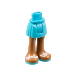 Mini Doll Hips and Skirt, Medium Nougat Legs and Medium Azure Sandals with White Bows Pattern - Thick Hinge