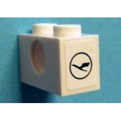 Technic, Brick 1 x 2 with Hole and Lufthansa Logo Pattern on Both Ends (Stickers) - Set 40146 Technic, Brick 1 x 2 with Hole and Lufthansa Logo Pattern on Both Ends (Stickers) - Set 40146