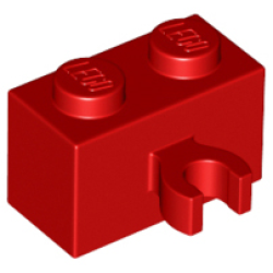 Brick, Modified 1 x 2 with Open O Clip Thick (Vertical Grip) - Red