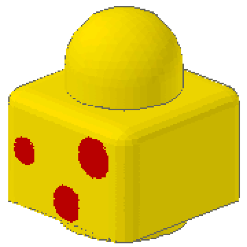 Деталь LEGO 31000pb15 Primo Brick 1 x 1 with 3 Red Spots Pattern