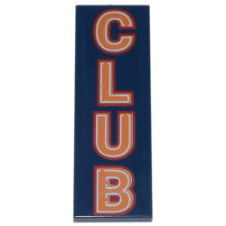 Tile 2 x 6 with Orange 'CLUB' with Red and White Outlines Pattern
