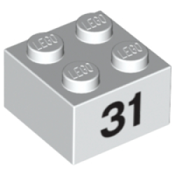 Brick 2 x 2 with Black Number 31 Pattern Brick 2 x 2 with Black Number 31 Pattern