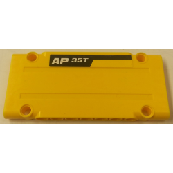 Technic, Panel Plate 5 x 11 x 1 with 'AP 35T' on Black Stripe on Yellow Background Pattern Model Left Side (Sticker) - Set 8264 Technic, Panel Plate 5 x 11 x 1 with 'AP 35T' on Black Stripe on Yellow Background Pattern Model Left Side (Sticker) - Set 8264