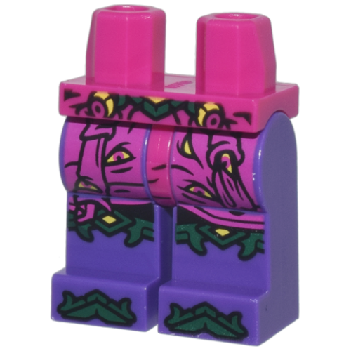 Деталь LEGO 970c89pb07 Hips and Dark Purple Legs with Wrap Ends, Dark Green Armor and Boot Tips, and Yellow Eyes Pattern