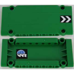 Technic, Panel Plate 5 x 11 x 1 with Black and White Chevrons on Outside and Globe and White 'WR' World Racers Logo on Inside Left Pattern (Stickers) - Set 8864