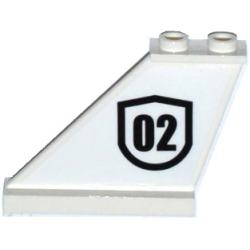 Tail 4 x 1 x 3 with Black '02' Badge Outlined Pattern on Left Side (Sticker) - Set 60129 Tail 4 x 1 x 3 with Black '02' Badge Outlined Pattern on Left Side (Sticker) - Set 60129