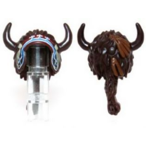 Деталь LEGO 13946pb01 Minifigure, Headgear Headdress Indian Horned with Long Braided Hair and Tribal Headband with Tassels Pattern