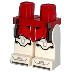 Hips and White Legs with SW Clone Trooper Commander Fox Armor, Red and Black Markings and Dark Bluish Gray Kama Pattern