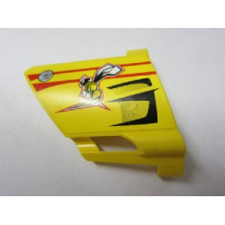 Technic, Panel Fairing #23 Large Short, Small Hole, Side B with Bee and Red and Black Lines Pattern (Sticker) - Set 8166