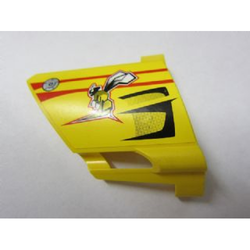 Деталь LEGO 44353pb18 Technic, Panel Fairing #23 Large Short, Small Hole, Side B with Bee and Red and Black Lines Pattern (Sticker) - Set 8166