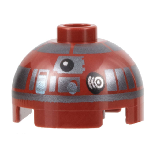 Деталь LEGO 553pb044 Brick, Round 2 x 2 Dome Top with Silver Panels and Black Photoreceptor Pattern (R4-P17)