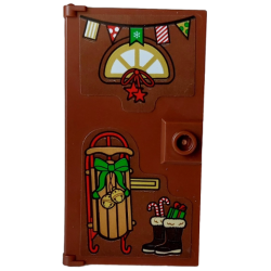 Door 1 x 4 x 6 with Stud Handle with Gold Window and Letterbox, Christmas Decoration, Medium Nougat and Red Sleigh, Dark Brown Boots Pattern (Stickers) - Set 4002023 Door 1 x 4 x 6 with Stud Handle with Gold Window and Letterbox, Christmas Decoration, Medium Nougat and Red Sleigh, Dark Brown Boots Pattern (Stickers) - Set 4002023