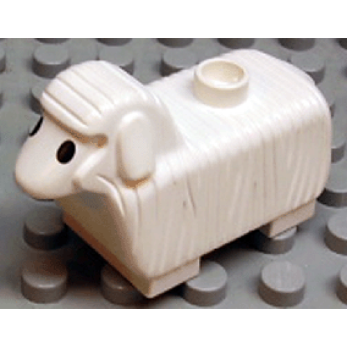Деталь LEGO dupsheeppb01 Duplo Sheep with Flat Ears, Black Eyes Pattern
